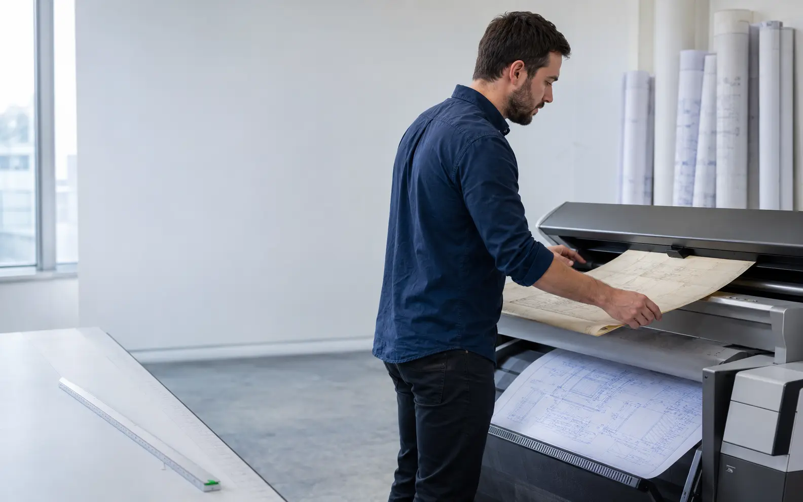 Technical production visual for paper scan image to cad conversion
