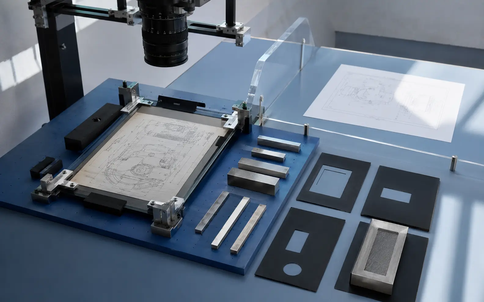 Perspective, cropping, scale and missing-reference limits assessed before recreating a photographed drawing in CAD