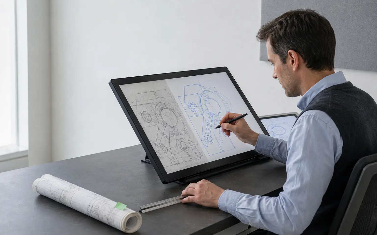 Technical production visual for pdf to cad conversion
