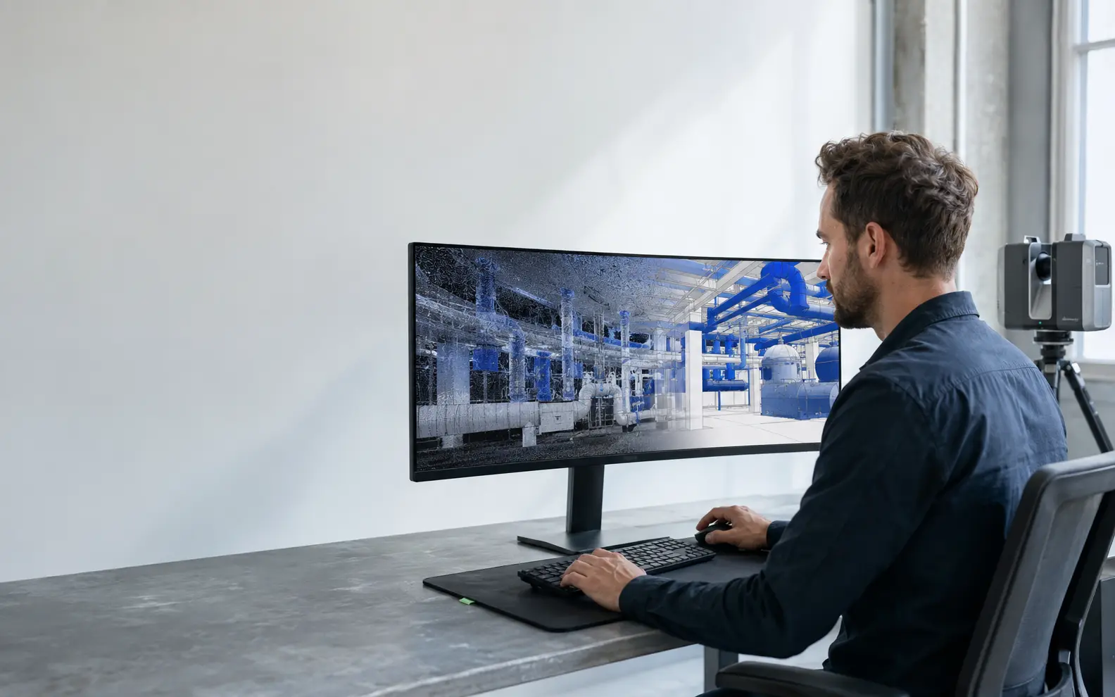 Technical production visual for point cloud scan to bim services