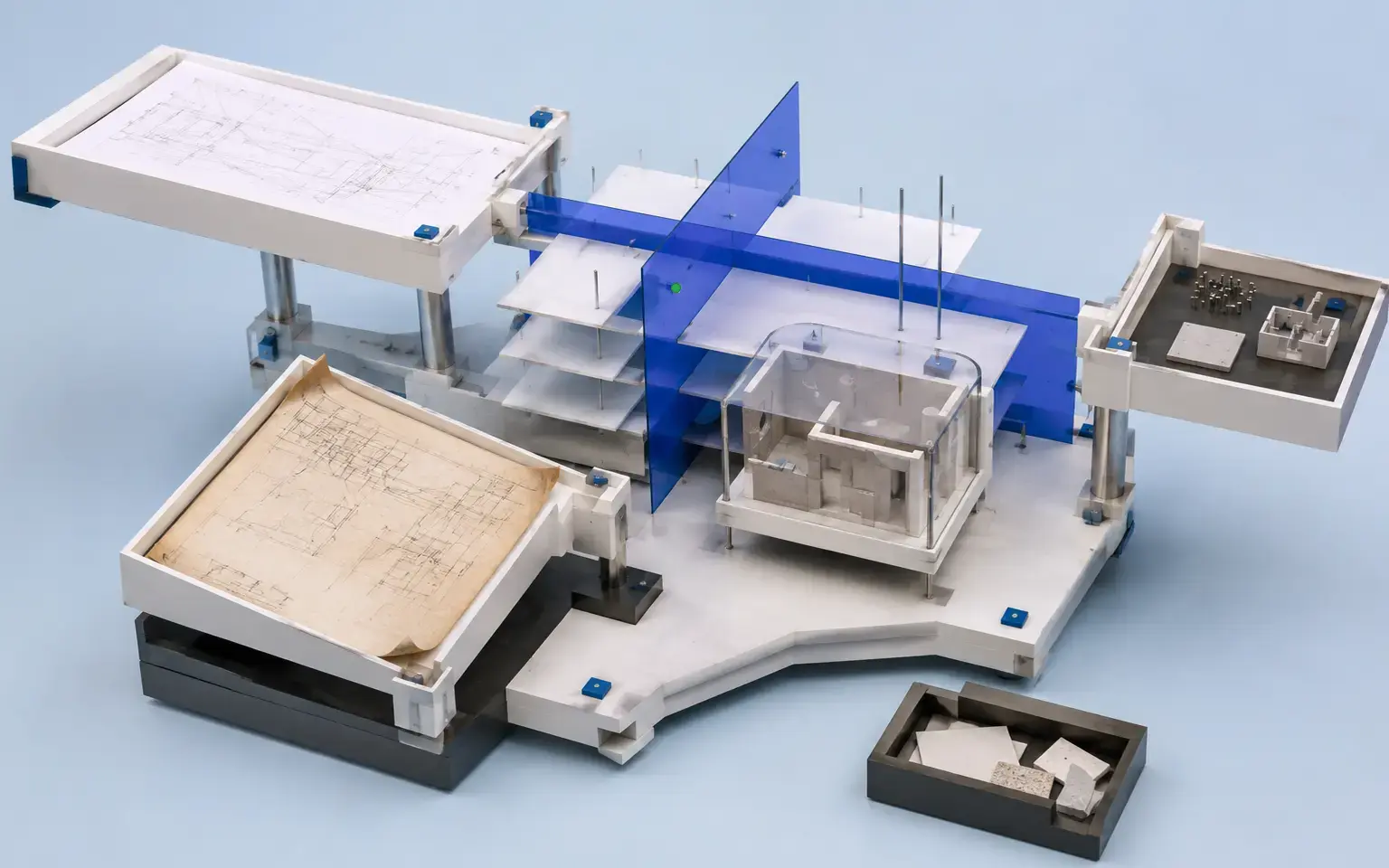 CAD, scan and project references aligned into a controlled Revit grid, level and sample-model framework